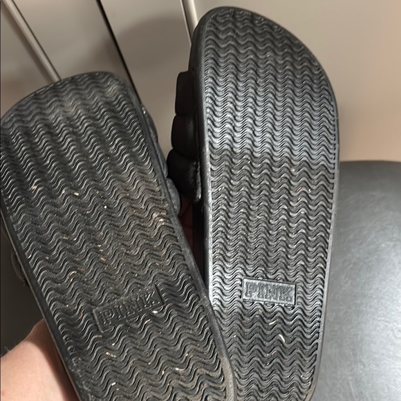 Victoria Secret Pink US Medium  Black Soft Cushion Wide Strap SLIDES SHOES - Picture 5 of 5